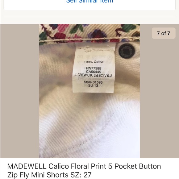Madewell Calico Floral Mini Jean Shorts Sz: 27 - Picture 4 of 7